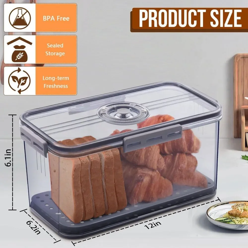 Airtight Bread Box with Time Recording - Grey